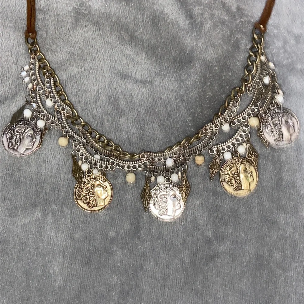 Buckle Silver and Gold Coin Necklace - Picture 1 of 2